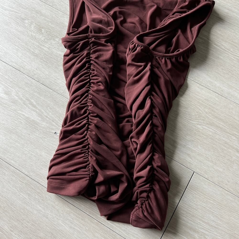 J Crew Ruched Shell Top In Matte Jersey Large Brown - Picture 8 of 13